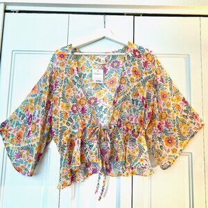 New w/ tags - Lauren Conrad Flowy Sheer Flower Top Layer Blouse - One Size